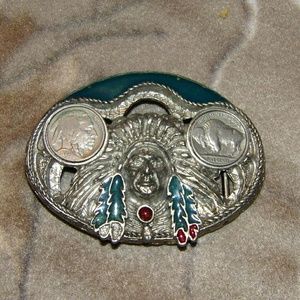 Vintage Buffalo Nickel Native Chief belt buckle